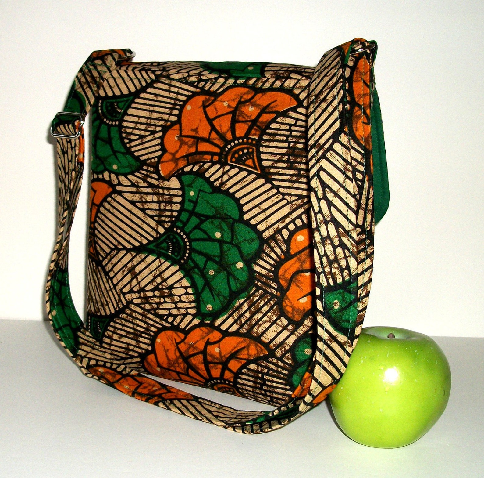 Small Messenger Bag Hip Bag African Print with Green and Etsy
