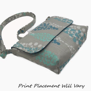 New Size, Small Crossbody Bag, Gray Teal Purse, Casual Bag, Adjustable Strap, Gray Blue Cross Body Purse, Slim Purse, Cotton Bag, Messenger