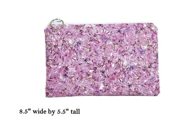 Abstract Print Pouch, Medium Zipper Pouch, Pink Purple Zip Bag, Accessory Pouch, Make Up Bag, Pink Cosmetic Pouch, Padded Purse Pouch