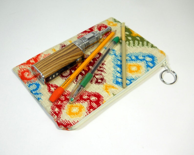 Ikat Cosmetic Bag, Cotton Zipper Pouch, Purse Pouch, Colorful Zip Pouch, Makeup Pouch, Padded Zipper Pouch, Pencil Case, Christmas Gift Mom image 4