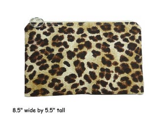 Leopard Print Zipper Pouch, Medium Pouch, Cotton Pouch, Portable Pocket, Cosmetic Bag, Makeup Zip Bag, Padded Pouch, Purse Pouch