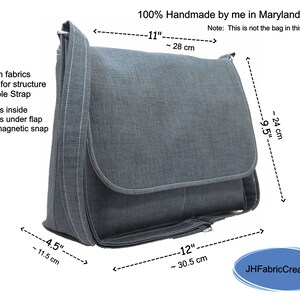 Handmade Gray Pocketbook, Women's Messenger Bag, Arrow Purse, Canvas Crossbody Bag, Gray White Shoulder Bag, Fabric Purse, Cross Body Bag image 2