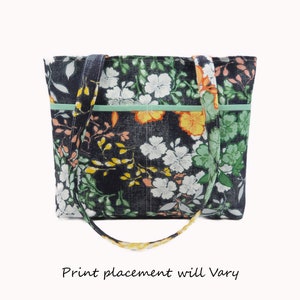 Bolso de mano de hombro floral colorido, bolso de mano floral marino, bolsillo multicolor, bolso de tela, bolso de hombro, bolso de tamaño mediano, clip de llave