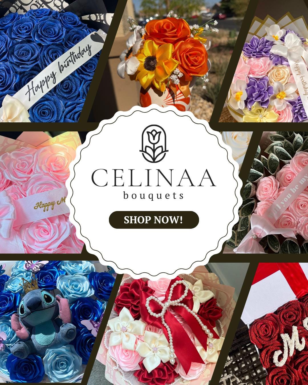 Handmade Ribbon Rose Bouquet Forever Flowers ideas for Birthdays, Anniversaries & Special Occasions