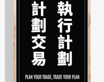 Finance Chinese trading quotes, money motivation, mindset, motivational prints, investing quotes, wealth decor, multilingual success quotes