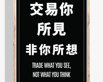 Finance Chinese trading quotes, money motivation, mindset, motivational prints, investing quotes, wealth decor, multilingual success quotes