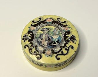 Vintage 1960's Baret Ware 3 Inch Miniature Container Yellow Tin Made in England, Antique Jewelry Trinket Dish