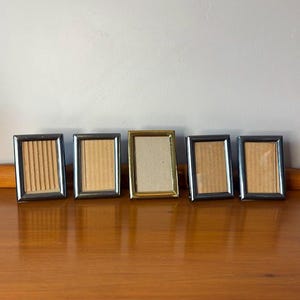 Set of 5 Vintage Metal Picture Frames Small Tabletop Brass & Silver Tone Rectangle Photo Frames, Gallery Set Antique Home Decor