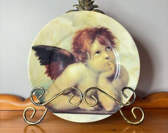 Vintage Raphael Angel Plate 7.25” by Email de Limoges Cherub Art Porcelain Collectible Plates