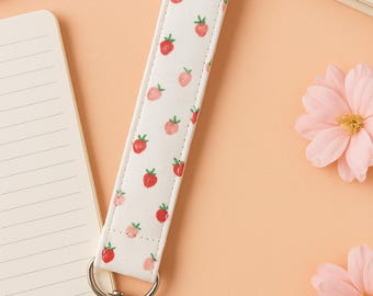 Handmade Strawberry Wristlet Keychain