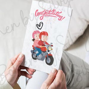 Biglietto di nozze per coppia di motociclisti - Biglietto di nozze stampabile per sposi in moto, regalo di nozze unico per motociclisti, biglietto PDF digitale