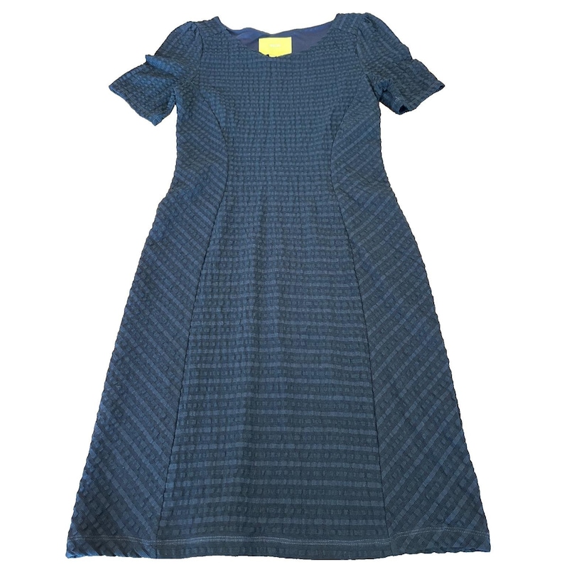 Anthropologie Maeve Navy Textured Short Sleeve Knee Length Sheath Dress Size XS image 1