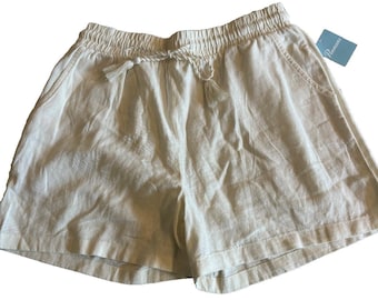 NWTO nieuwe Penmans-short damesmaat smal taille 28 inch linnen natuurlijke kleur