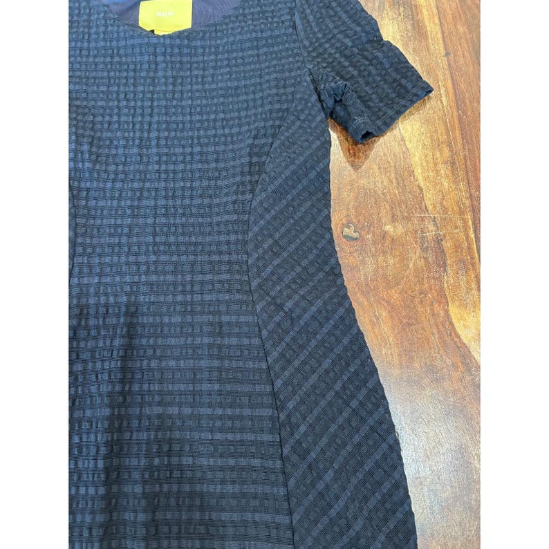 Anthropologie Maeve Navy Textured Short Sleeve Knee Length Sheath Dress Size XS image 12