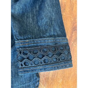 NWOT Hudson North embellished jean jacket womens XL embroidered crystals patches image 11