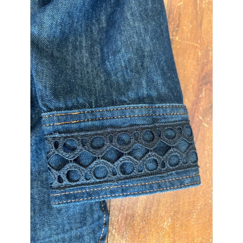 NWOT Hudson North embellished jean jacket womens XL embroidered crystals patches image 11