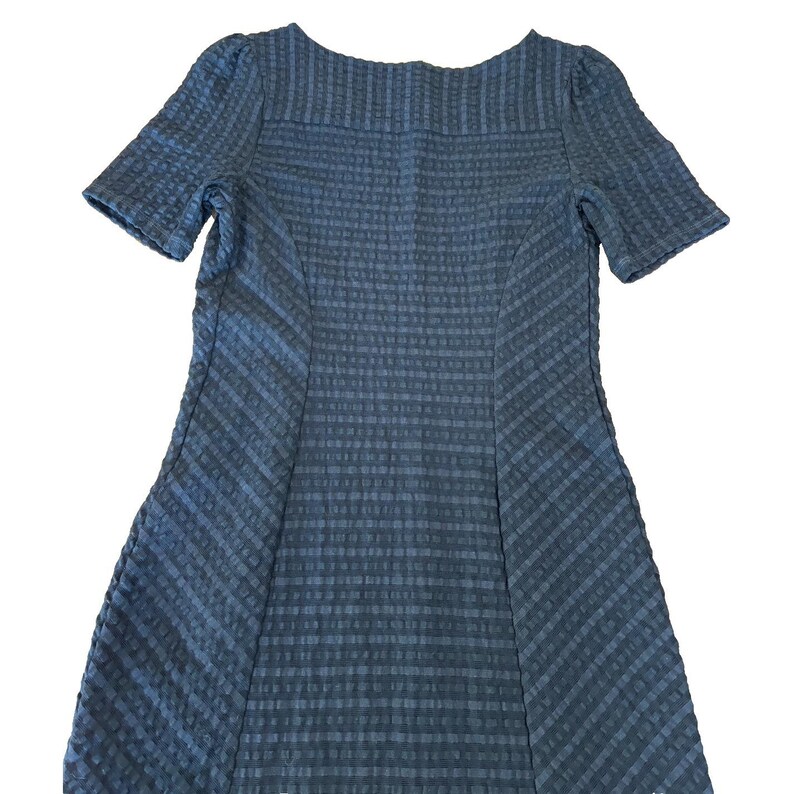 Anthropologie Maeve Navy Textured Short Sleeve Knee Length Sheath Dress Size XS image 3