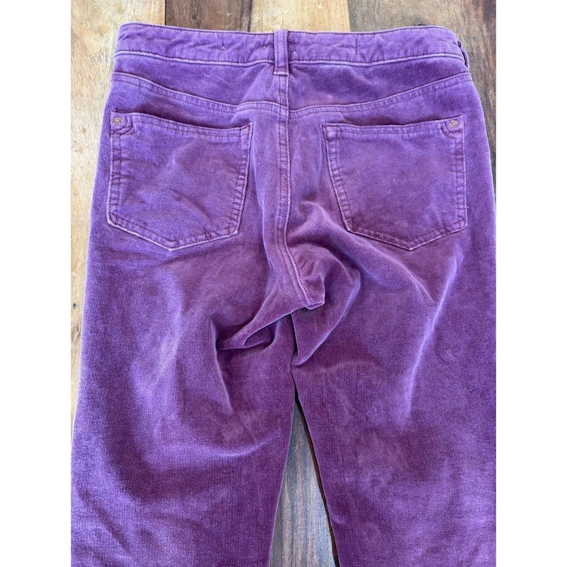Anthropologie Pilcro solidne fioletowe aksamitne legginsy Serif obcisłe spodnie 28 zdjęcie 11