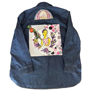 NWOT Hudson North embellished jean jacket womens XL embroidered crystals patches image 2