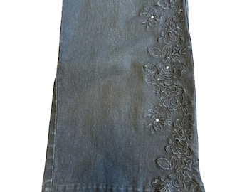 Y2K Acezung Black jeans embroidered flared retro embellished size 30-30