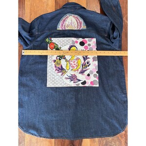 NWOT Hudson North embellished jean jacket womens XL embroidered crystals patches image 6