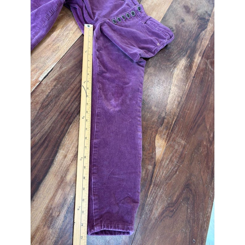 Anthropologie Pilcro solidne fioletowe aksamitne legginsy Serif obcisłe spodnie 28 zdjęcie 6