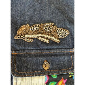 NWOT Hudson North embellished jean jacket womens XL embroidered crystals patches image 5