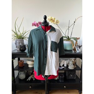 Fritzi Petites L Polka Dot Green White slight crop VTG  button up dotty trendy