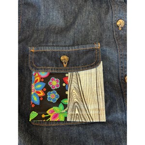 NWOT Hudson North embellished jean jacket womens XL embroidered crystals patches image 14