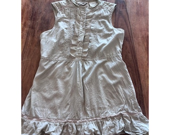 Midtown sleeveless tunic women M sage green ruffle pintuck boho cotton blouse