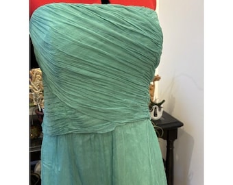 NWTO Monsoon Soft Green Silk Strapless Estelle Maxi Dress Sz 16 ethereal party