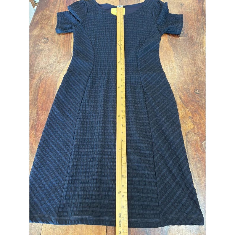 Anthropologie Maeve Navy Textured Short Sleeve Knee Length Sheath Dress Size XS image 8