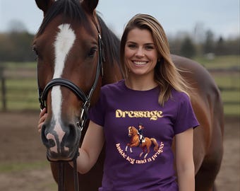 Camiseta divertida de jinete de doma, entrepierna y una oración