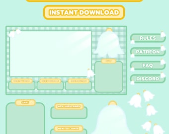 Cute Background for Twitch Streaming, Cozy Gingham Overlay, Twitch Alerts, Banners, Twitch Stream Package, Lily of the Valley Overlay