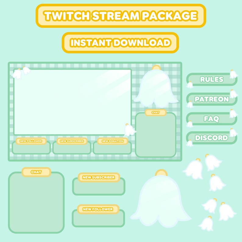 Cute Background for Twitch Streaming, Cozy Gingham Overlay, Twitch ...