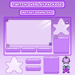 Cute Background for Twitch Streaming, Cozy Overlay, Twitch Alerts, Twitch Stream Overlay Package, Stardew Valley Inspired Overlay, Junimo