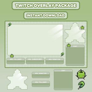 Cute Background for Twitch Streaming, Cozy Overlay, Twitch Alerts, Twitch Stream Overlay Package, Stardew Valley Inspired Overlay, Junimo