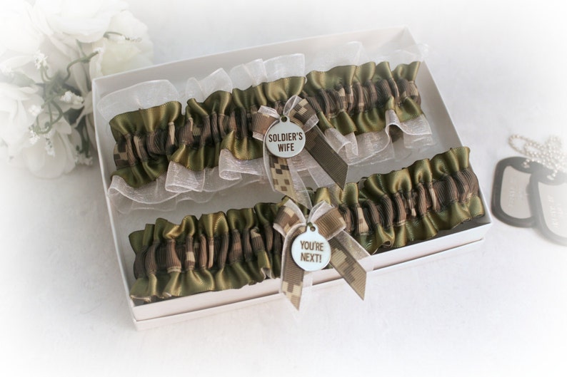 Military Wedding gift set Army Wedding Garters Gift Set for Bride. Military Bride Garters Army Wedding Garter Set