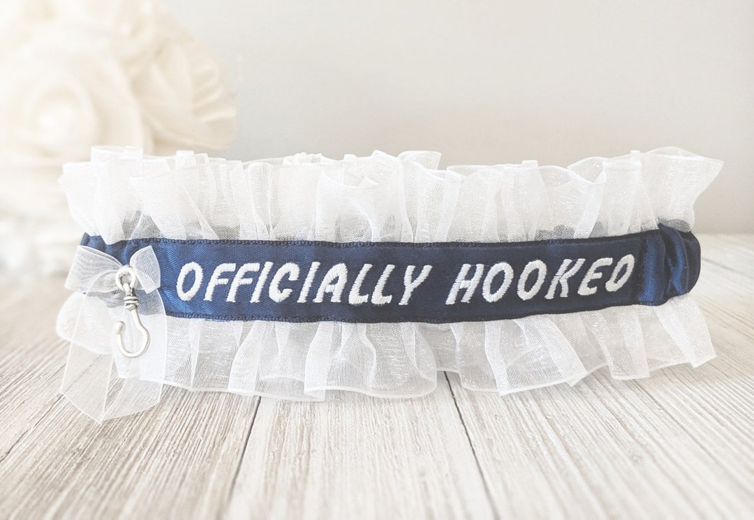 Fishing Wedding Garter OFFICIALLY HOOKED Garter Fisher Etsy