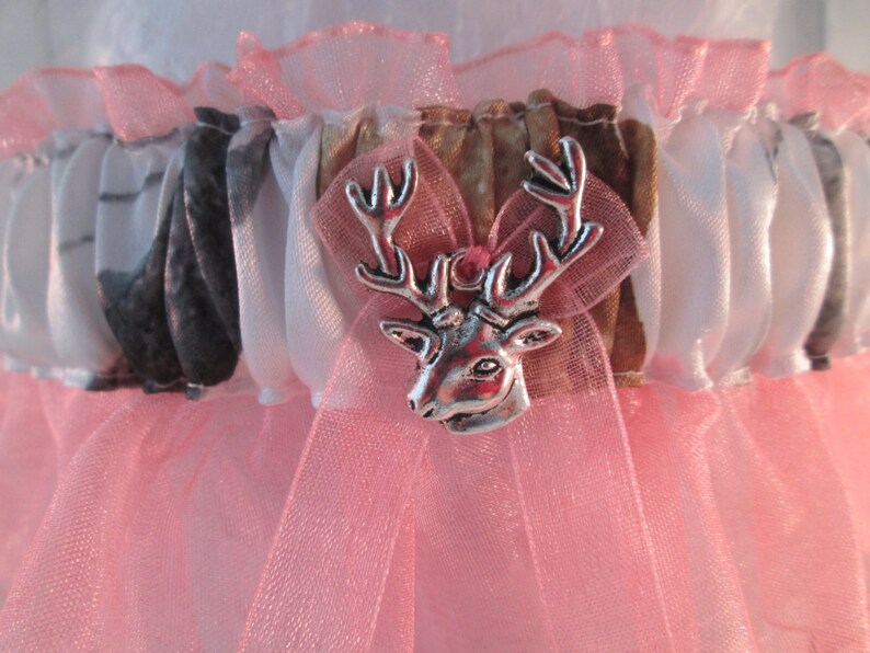 Winter White Hunting Garters Coral and Winter Camouflage Garter Set. Winter White Garter set White Camouflage Garter Set