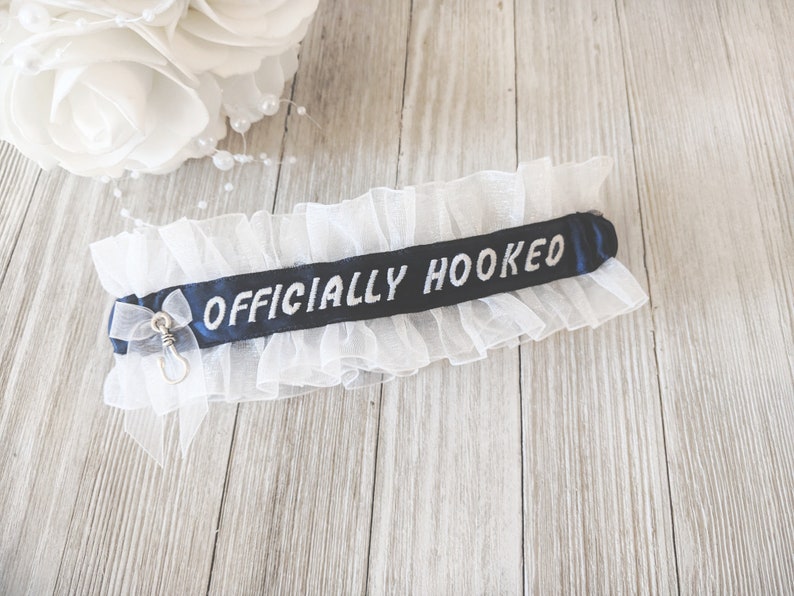 Fishing Wedding Garter OFFICIALLY HOOKED Garter Personalized Etsy