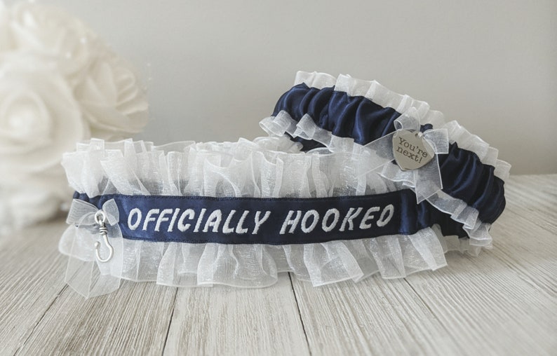 Fishing Wedding Garter OFFICIALLY HOOKED Garter Personalized Etsy