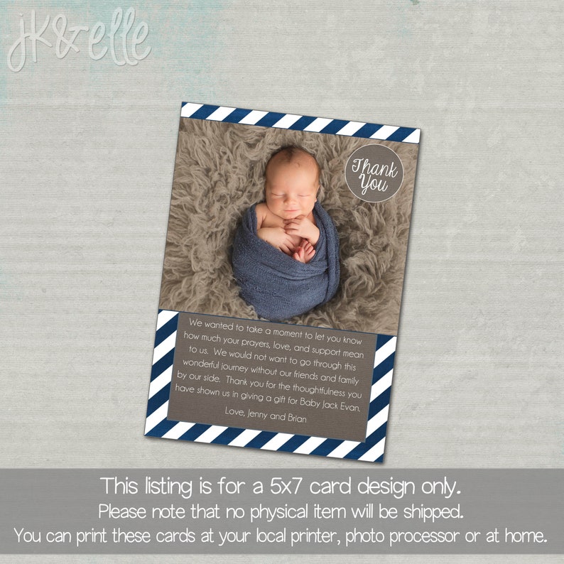 Baby Gift Thank You Card With Picture Etsy