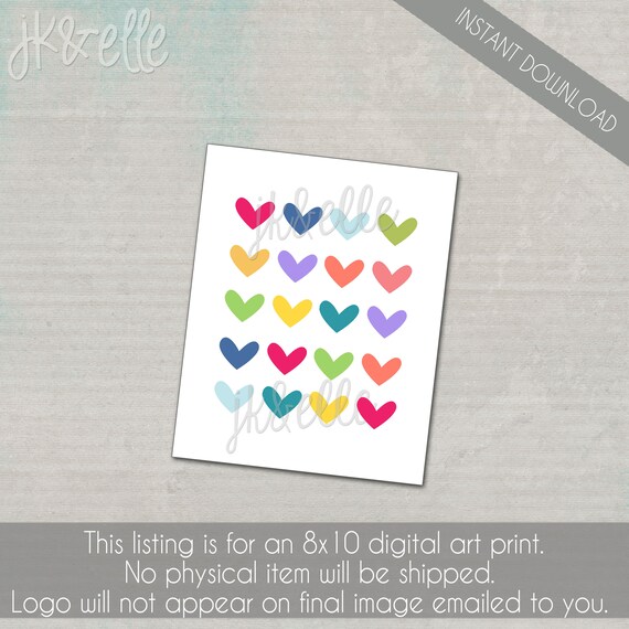 Rainbow Heart Printable Art | Etsy