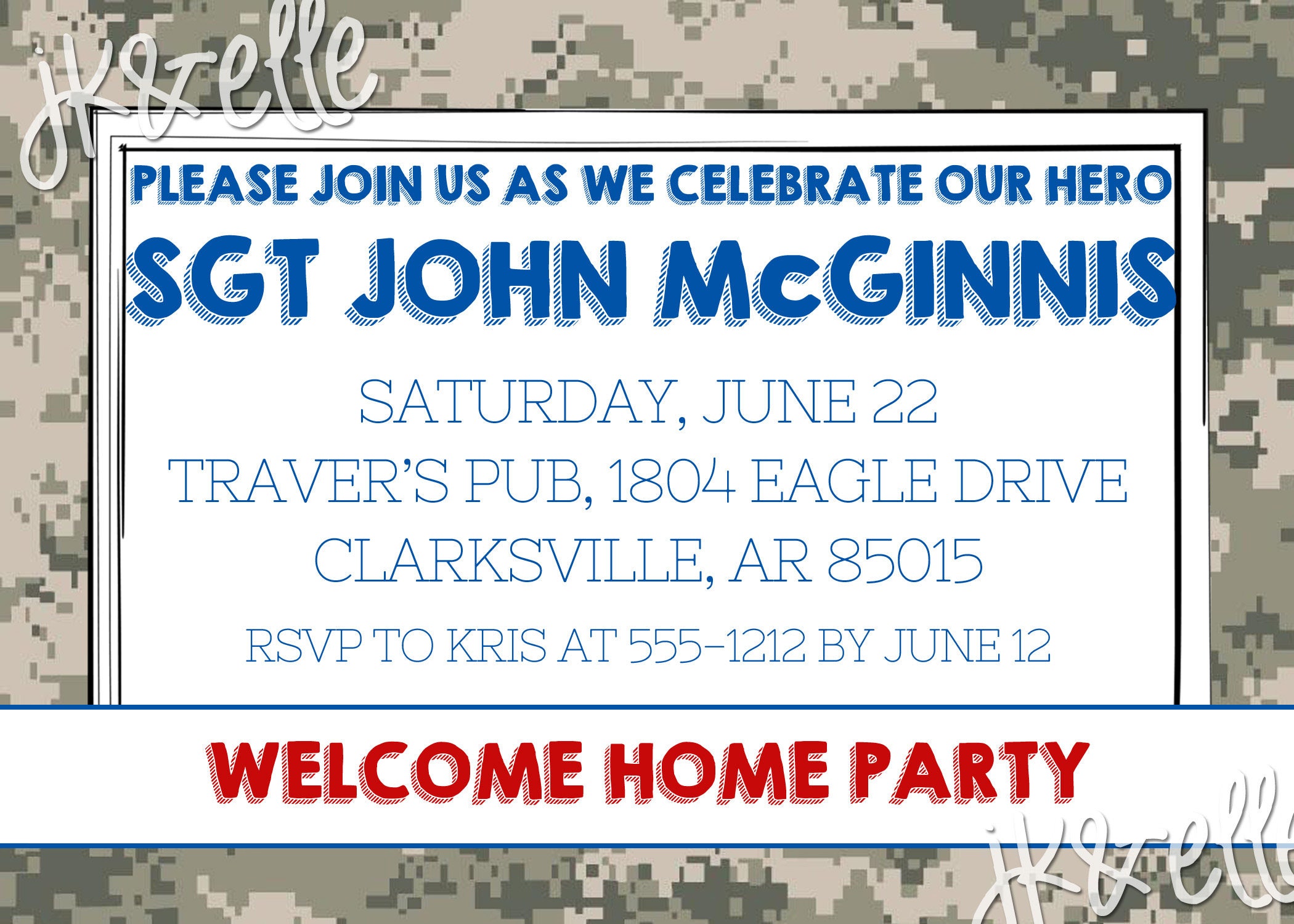 Military Welcome Home Party Invitation for Soldiers, Seamen, Airmen ...