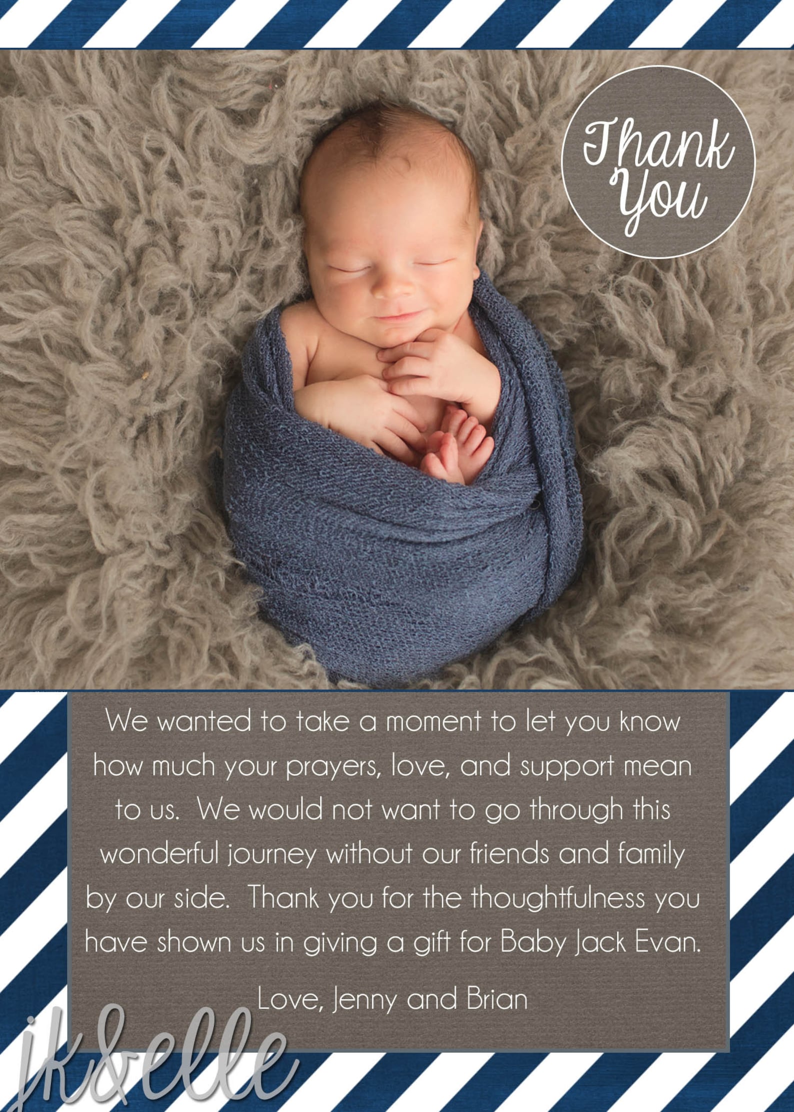 Baby Gift Thank You Card With Picture Etsy