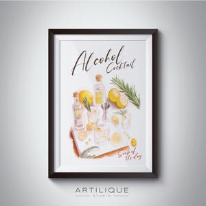 ジントニックプリント | バーカートの壁飾り | 乾杯サイン | カクテルの印刷可能な壁アート | バーカートアクセサリー | バーカートアート | デジタルダウンロード