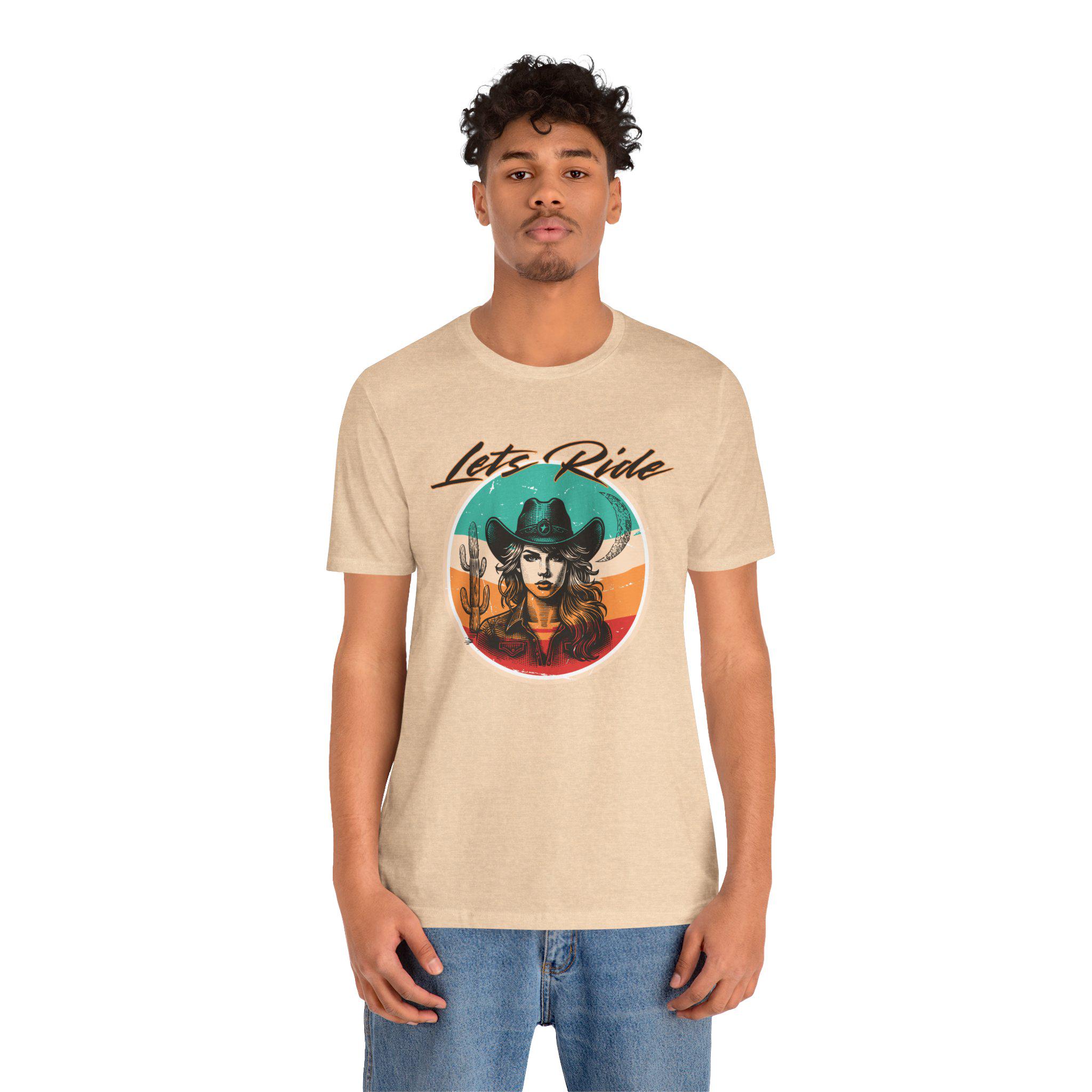 Vintage Cowboy Tee, Western Style Shirt, Graphic T-Shirt, Lets Ride Design, Perfect for Rodeos, Casual Outfits, Gift Idea