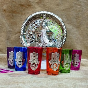 moroccan tea glasses, vintage Moroccan tea, antique tea glass, Luxury Artisan cup, 6 set glasses