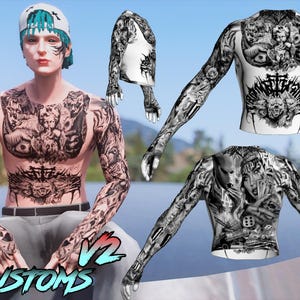 GTAV/FIVEM: Asce Shop Tattoo | Male | Cerberus BullDog | Chest Hair | Skin | Ped | Mods | Fivem | Gta V